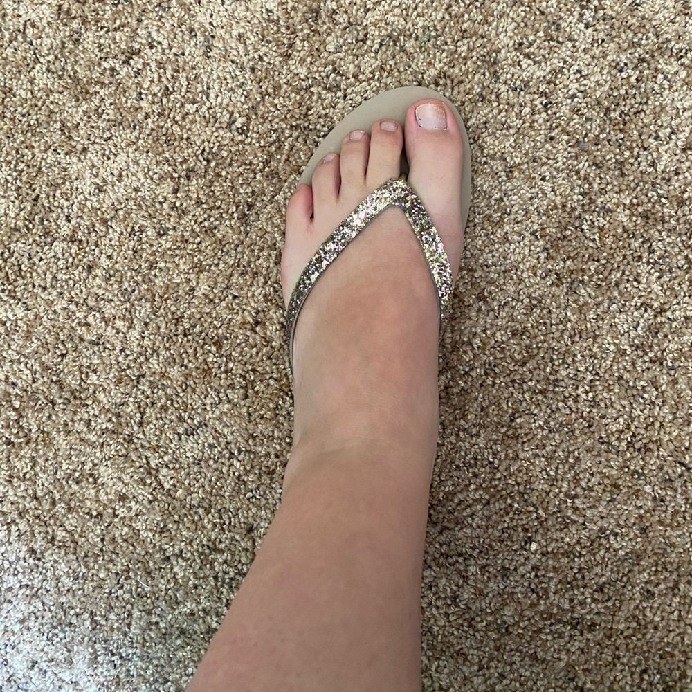 Gold Glittery Reef Flip Flops